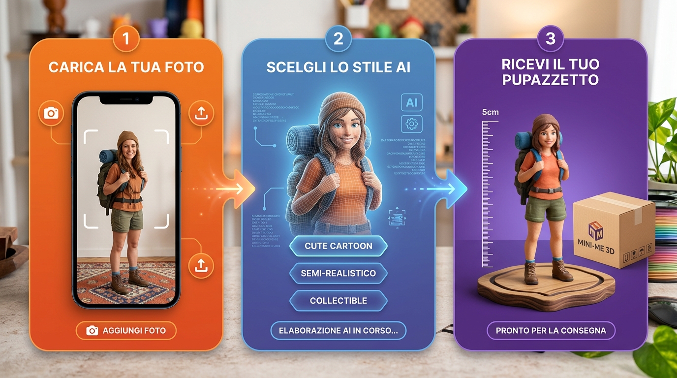 From your photo, to an AI-generated style, to a printed figurine shipped to your door